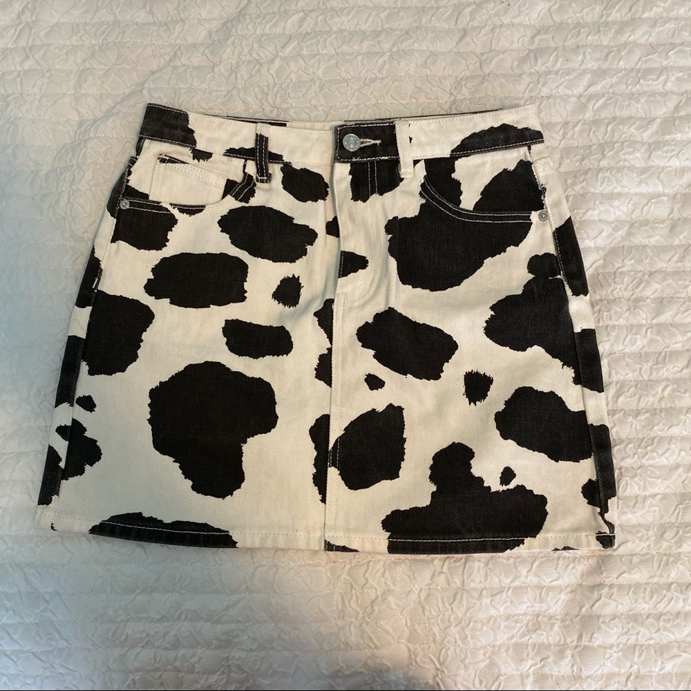 cow print mini skirt